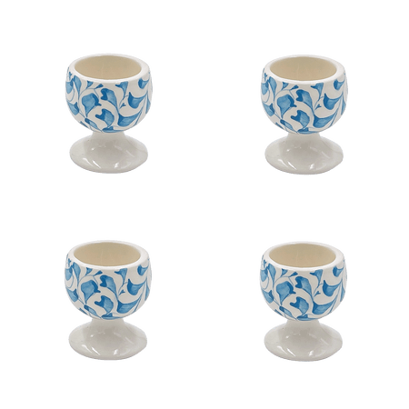 Light Blue Scroll Egg Cups (Set of 4)