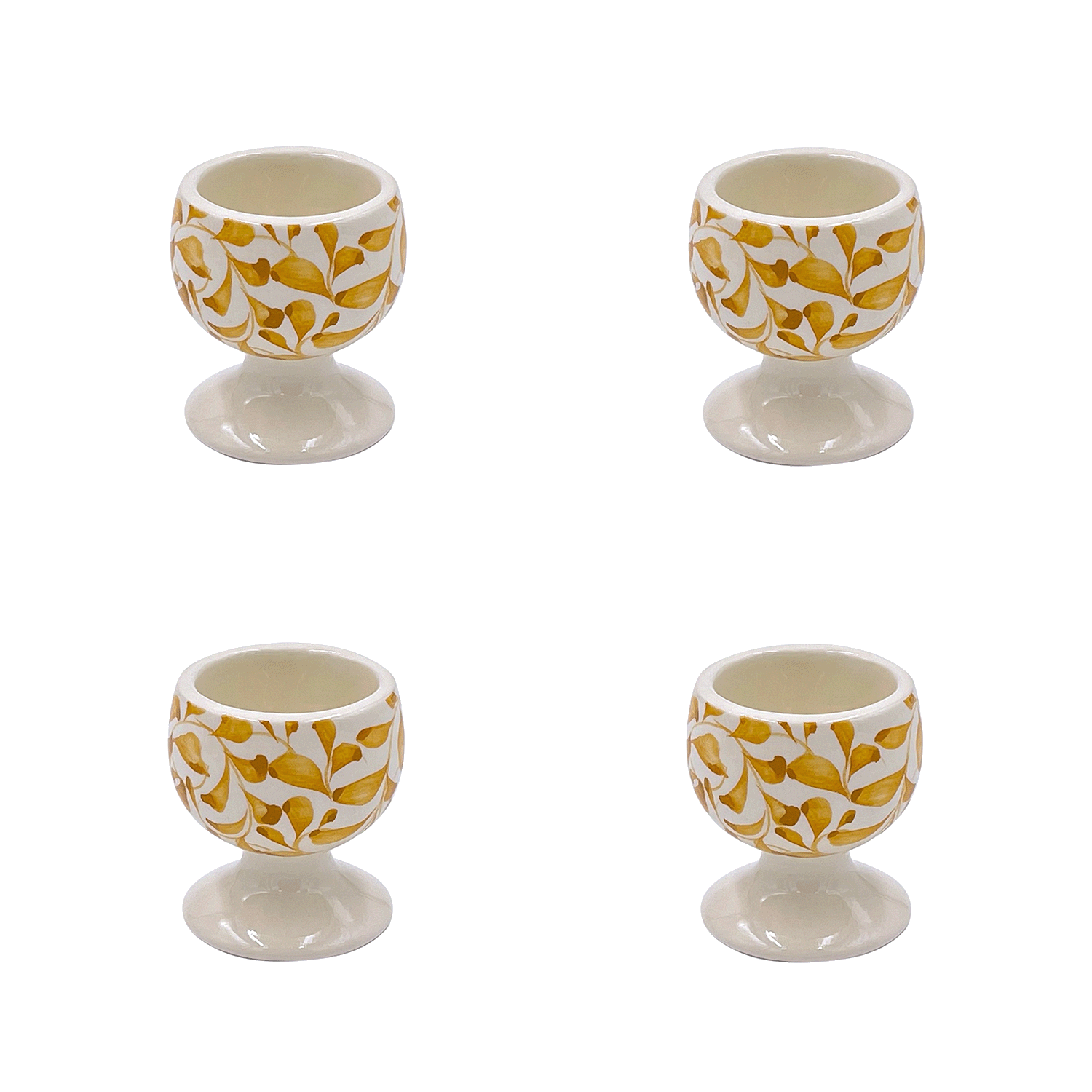 Yellow Scroll Egg Cups (Set of 4)