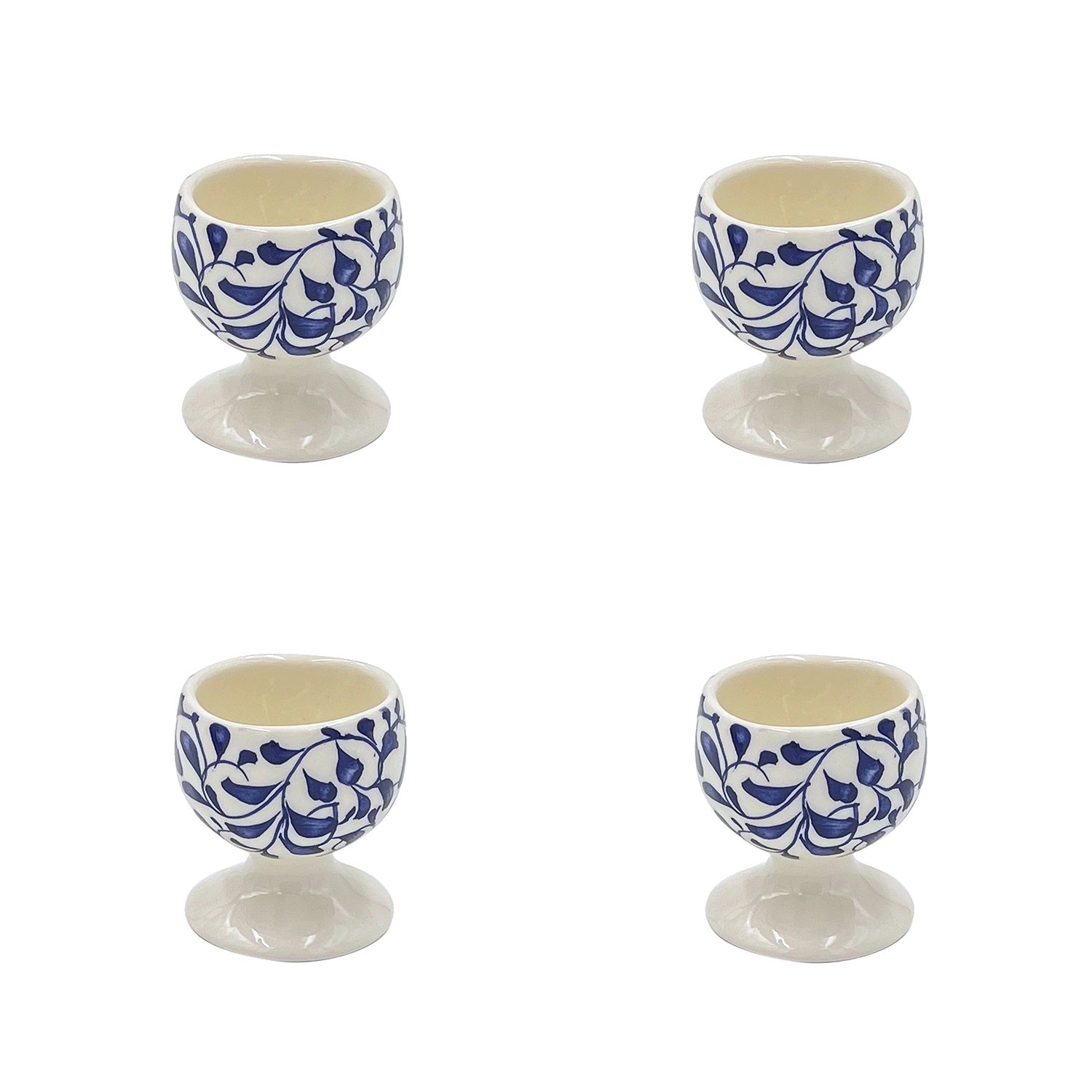 Navy Blue Scroll Egg Cups (Set of 4)