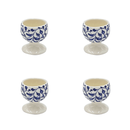 Navy Blue Scroll Egg Cups (Set of 4)