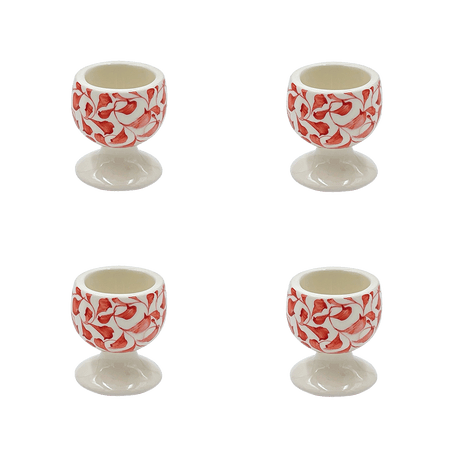 Red Scroll Egg Cups (Set of 4)