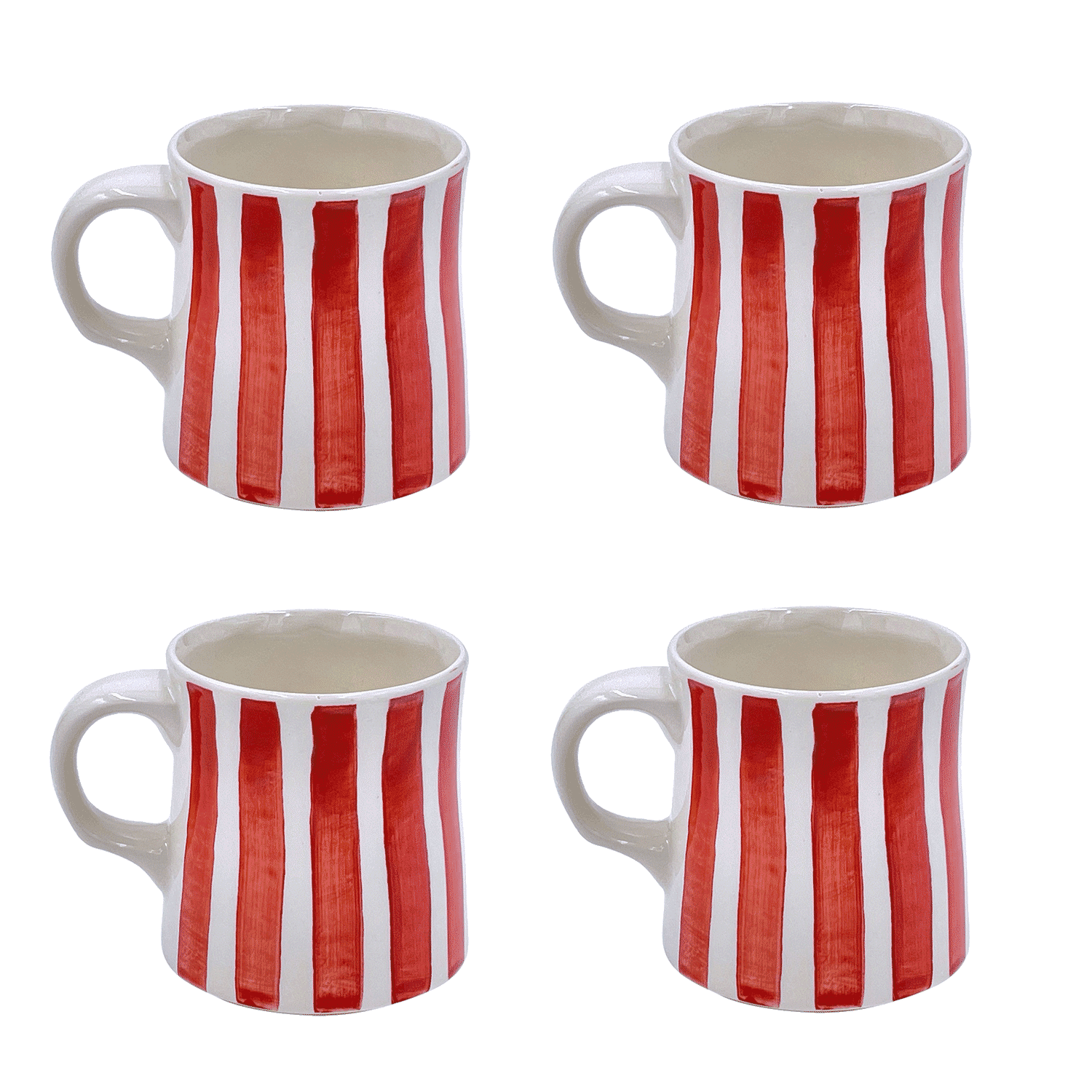 Red Stripes Mugs (Set of 4)