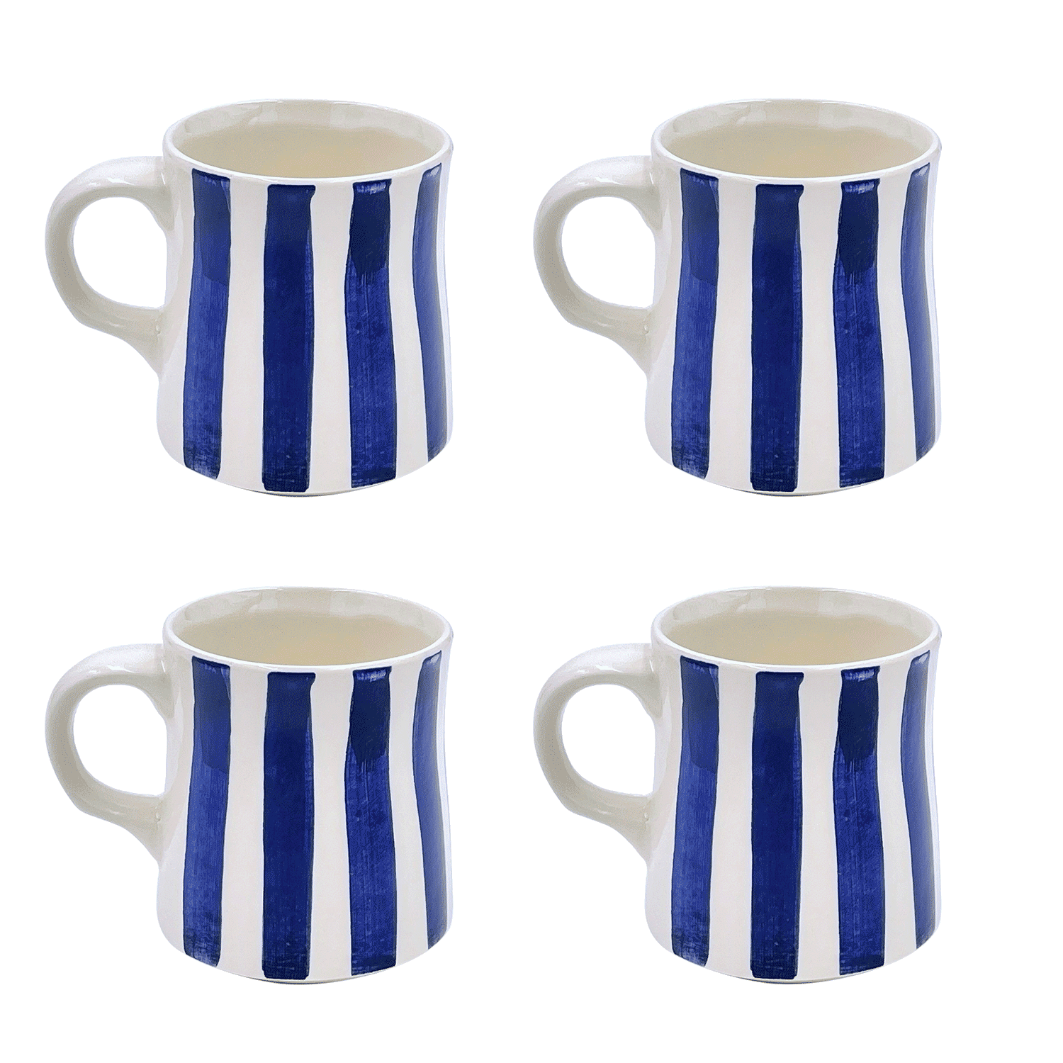 Navy Blue Stripes Mugs (Set of 4)