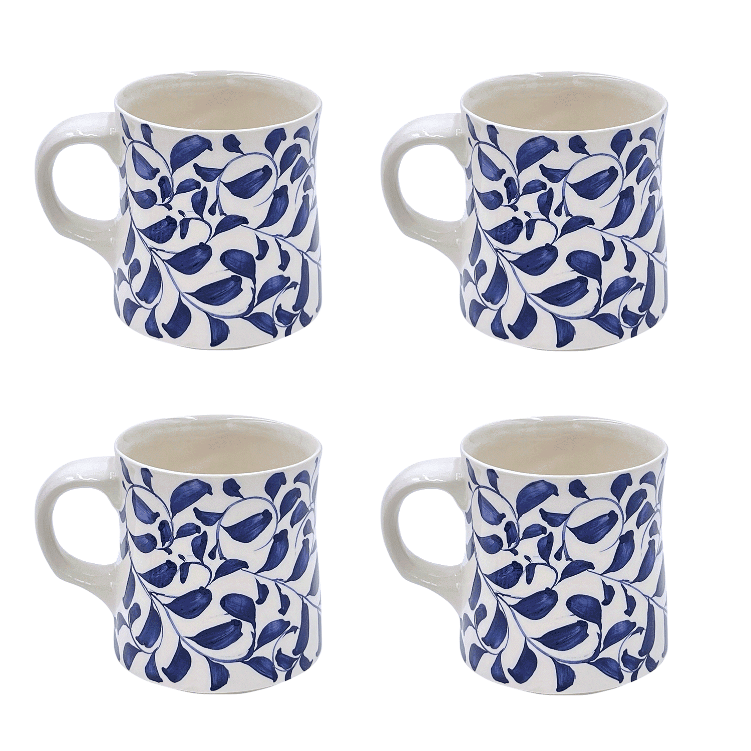 Navy Blue Scroll Mugs (Set of 4)