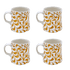 Yellow Scroll Mugs (Set of 4)