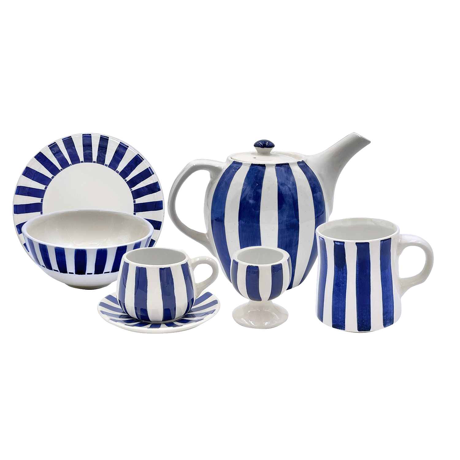 Navy Blue Stripes Breakfast Set (25 Piece)