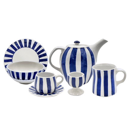 Navy Blue Stripes Breakfast Set (25 Piece)