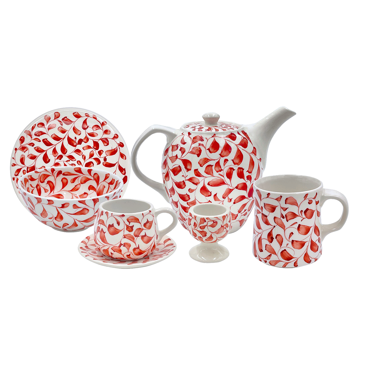 Red Scroll Breakfast Set (25 Piece)