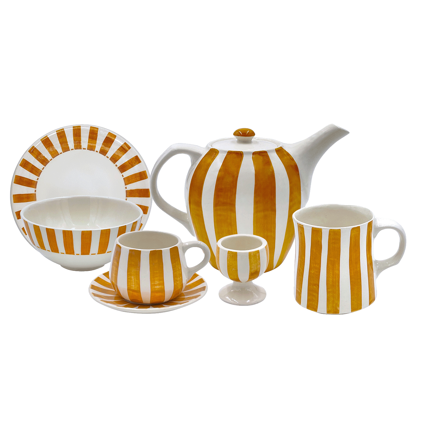 Yellow Stripes Breakfast Set (25 Piece)