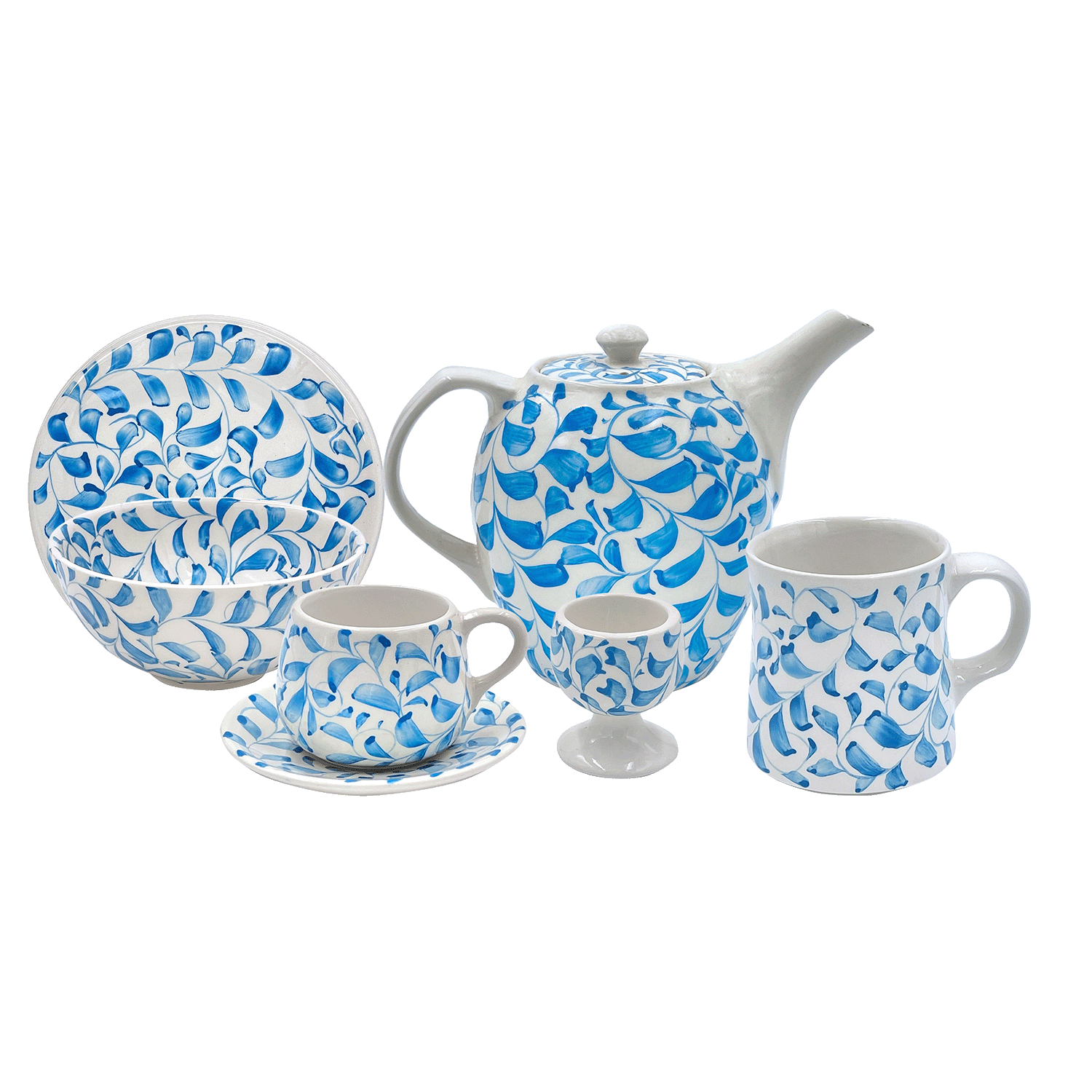 Light Blue Scroll Breakfast Set (25 Piece)