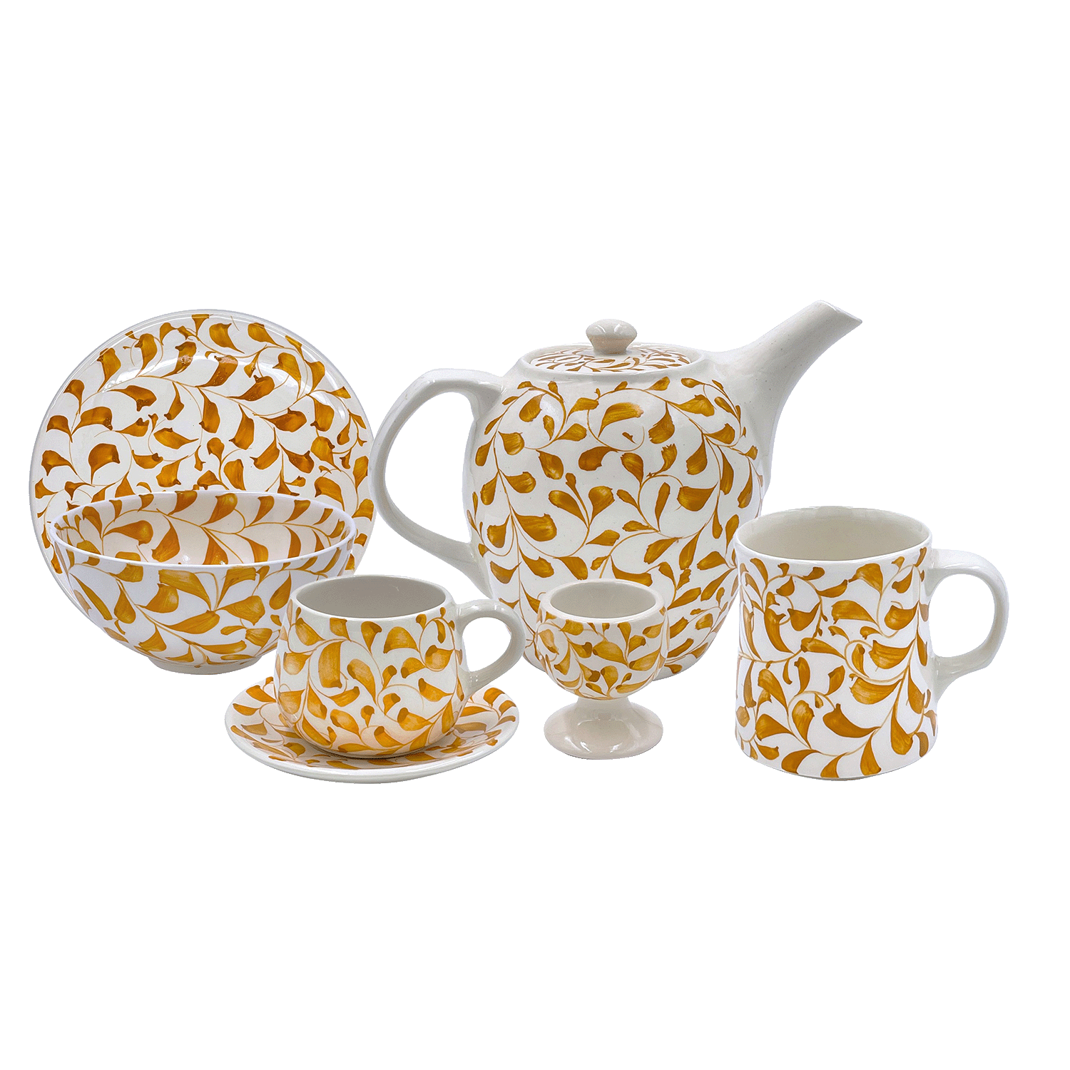 Yellow Scroll Breakfast Set (25 Piece)