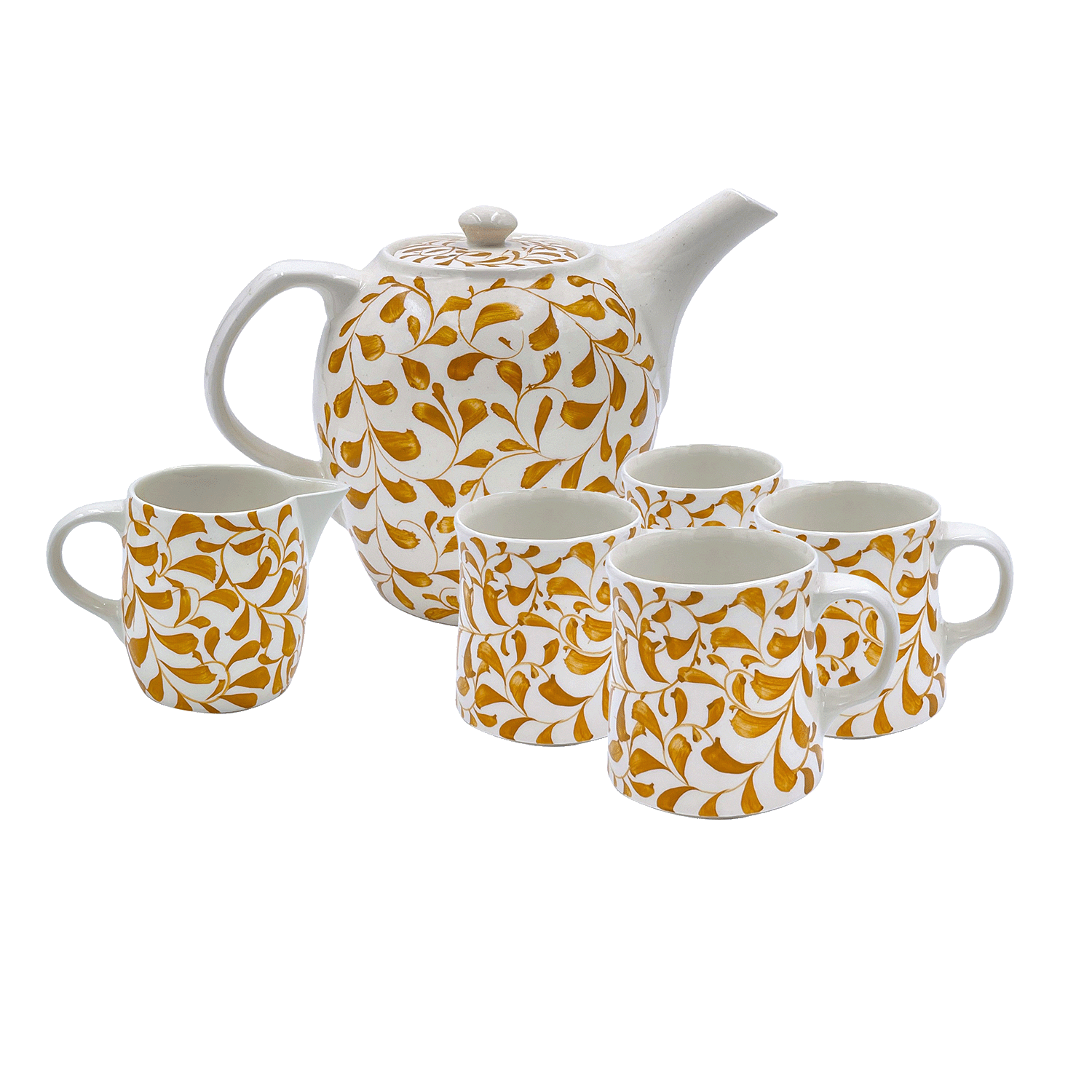 Yellow Scroll Tea Set (6 Piece)