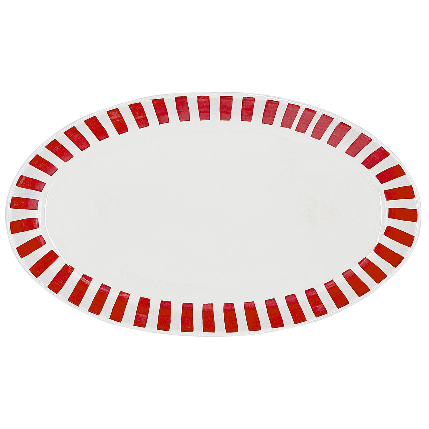 Large Red Stripes Oval Platter