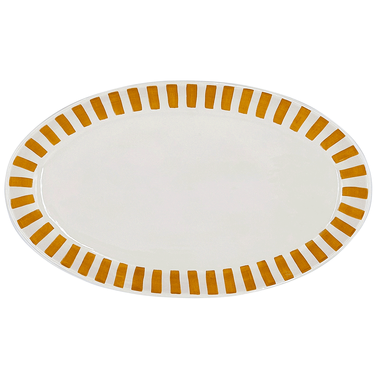 Large Yellow Stripes Oval Platter