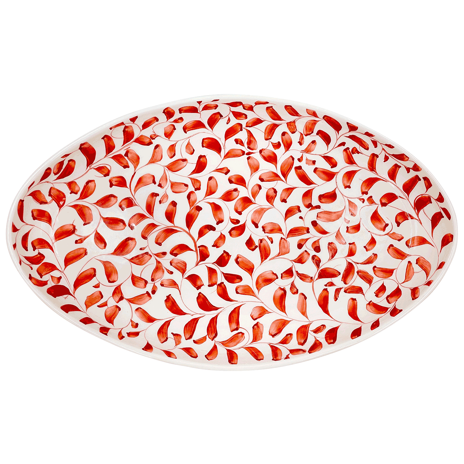 Large Red Scroll Oval Platter