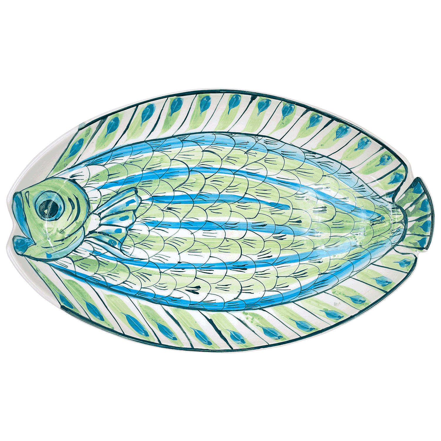 Large Green Romina Fish Oval Platter