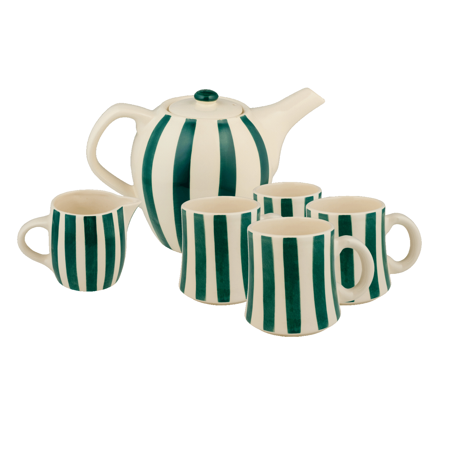 Green Stripes Tea Set (6 Piece)