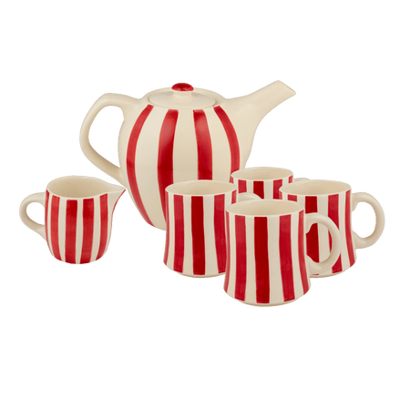 Red Stripes Tea Set (6 Piece)