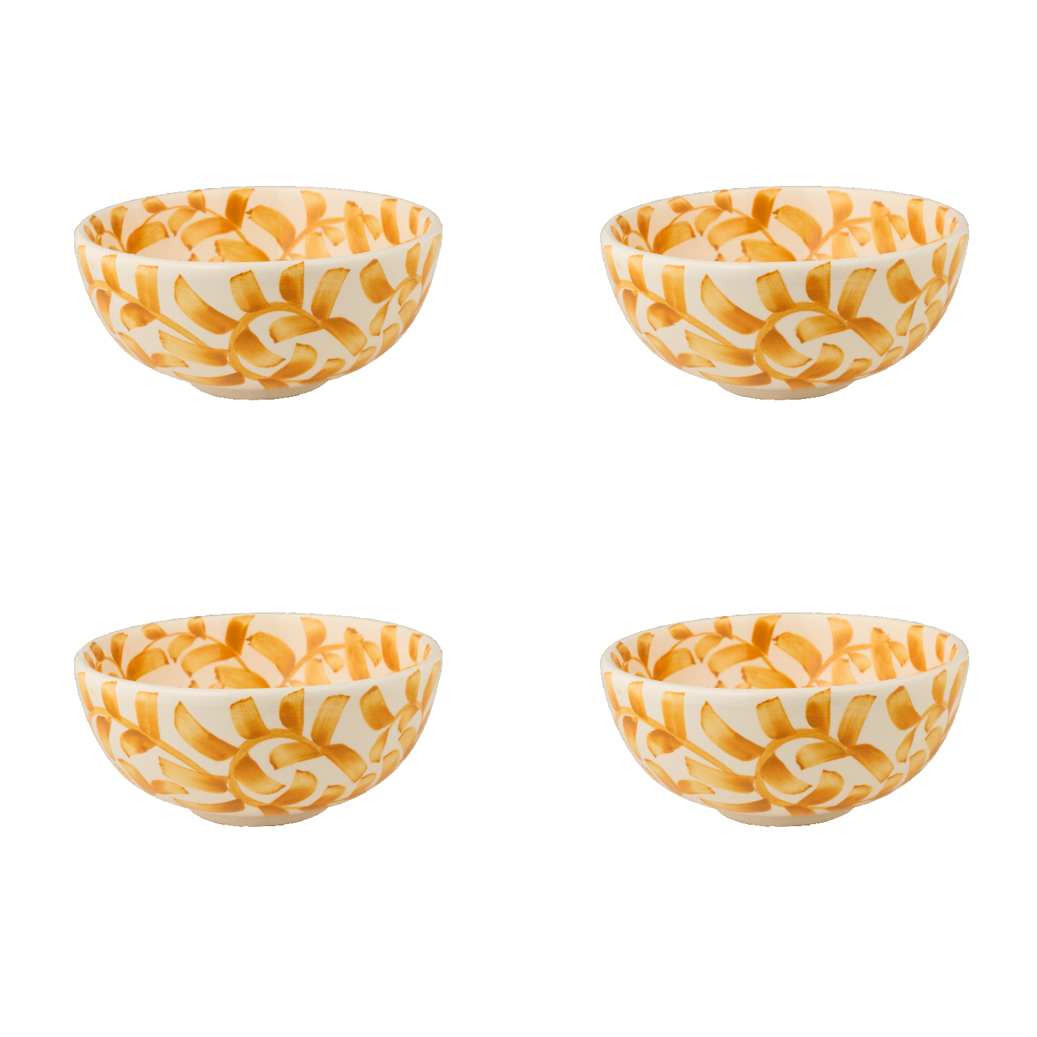 Small Yellow Scroll Bowls (Set of 4)