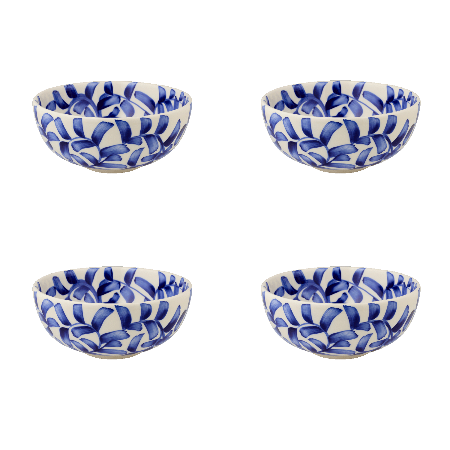 Small Navy Blue Scroll Bowls (Set of 4)