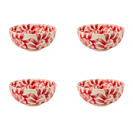 Small Red Scroll Bowls (Set of 4)