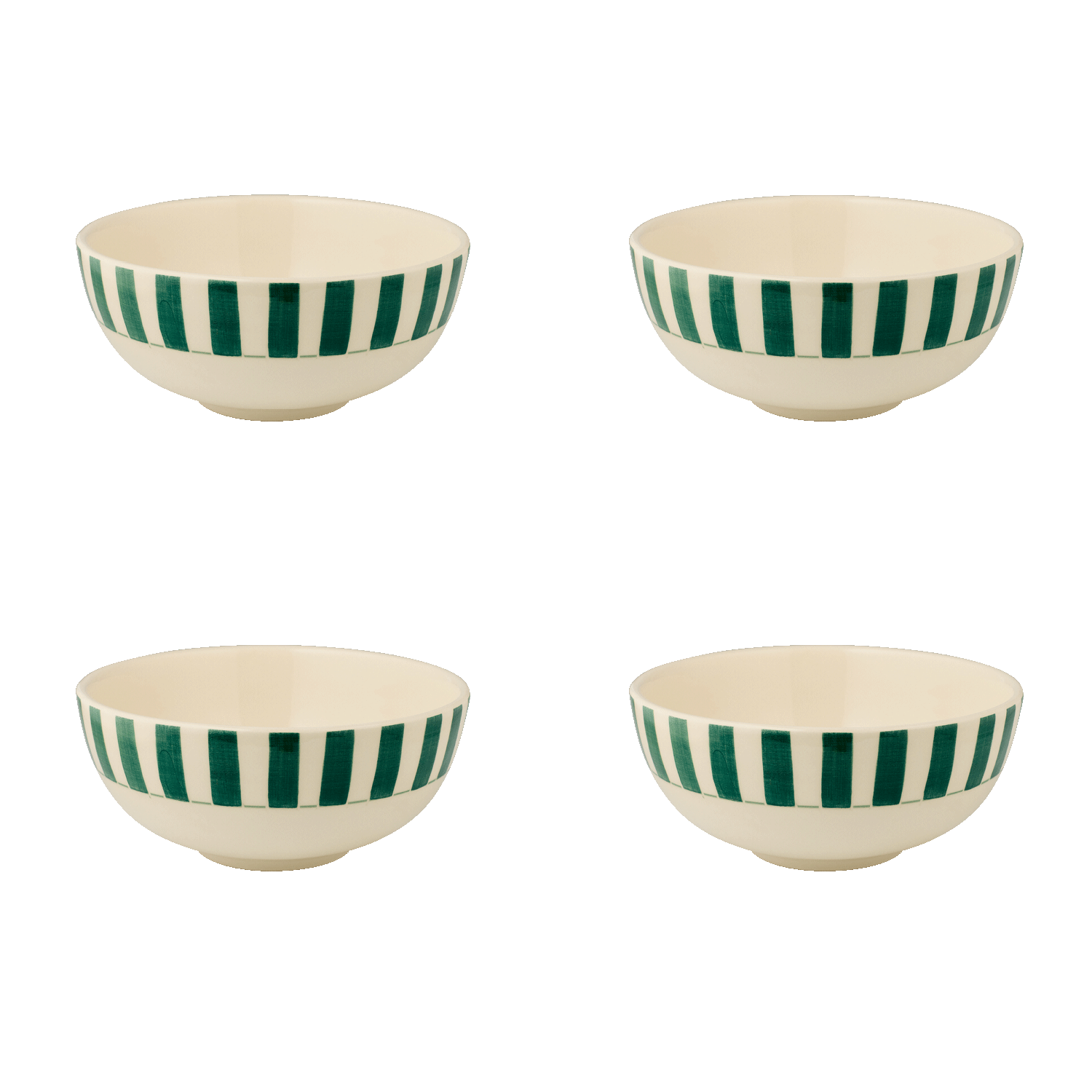 Small Green Stripes Bowls (Set of 4)
