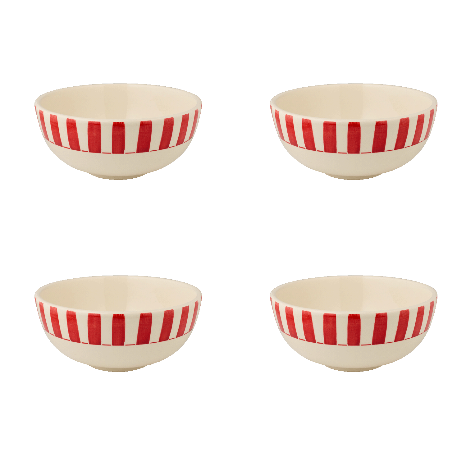 Small Red Stripes Bowls (Set of 4)