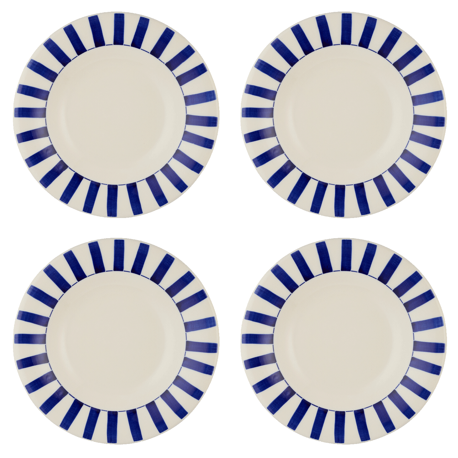 Navy Blue Stripes Pasta Plates (Set of 4)