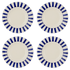 Navy Blue Stripes Pasta Plates (Set of 4)