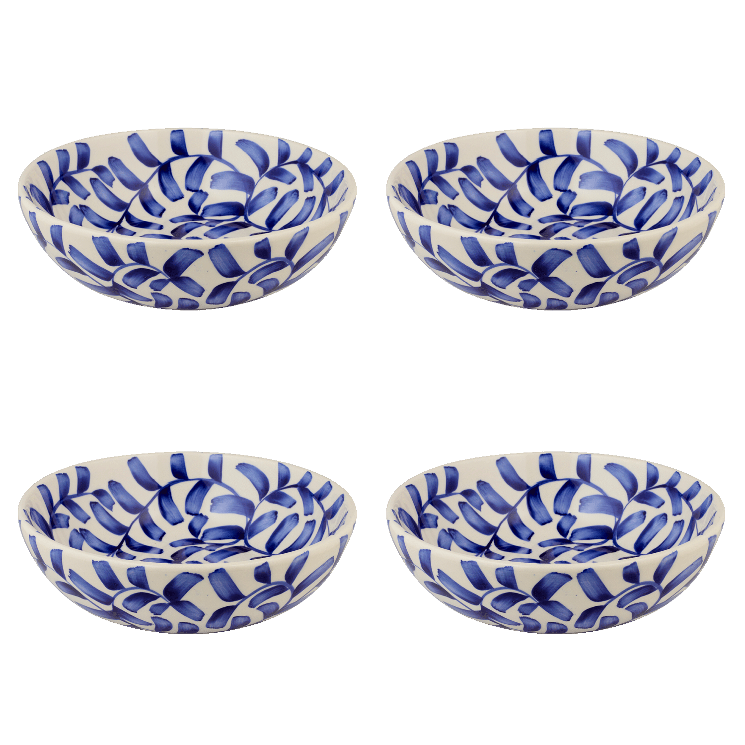 Medium Navy Blue Scroll Bowls (Set of 4)