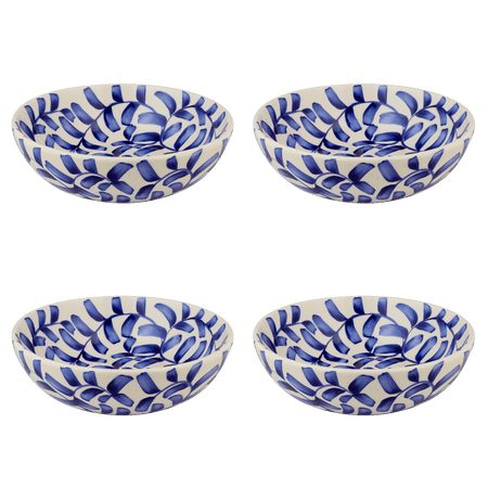 Medium Navy Blue Scroll Bowls (Set of 4)