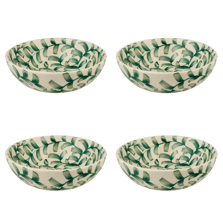 Medium Green Scroll Bowls (Set of 4)