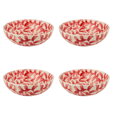 Medium Red Scroll Bowls (Set of 4)