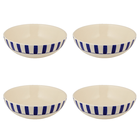 Medium Navy Blue Stripes Bowls (Set of 4)