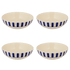 Medium Navy Blue Stripes Bowls (Set of 4)