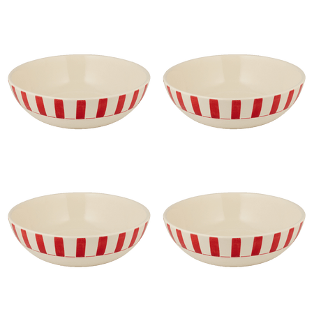 Medium Red Stripes Bowls (Set of 4)