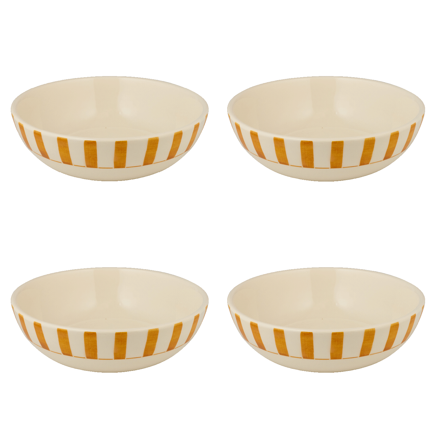 Medium Yellow Stripes Bowls (Set of 4)