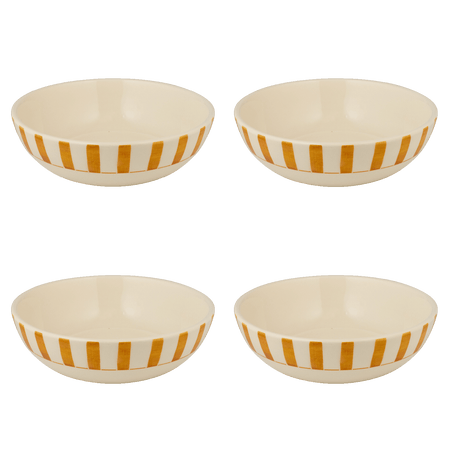 Medium Yellow Stripes Bowls (Set of 4)