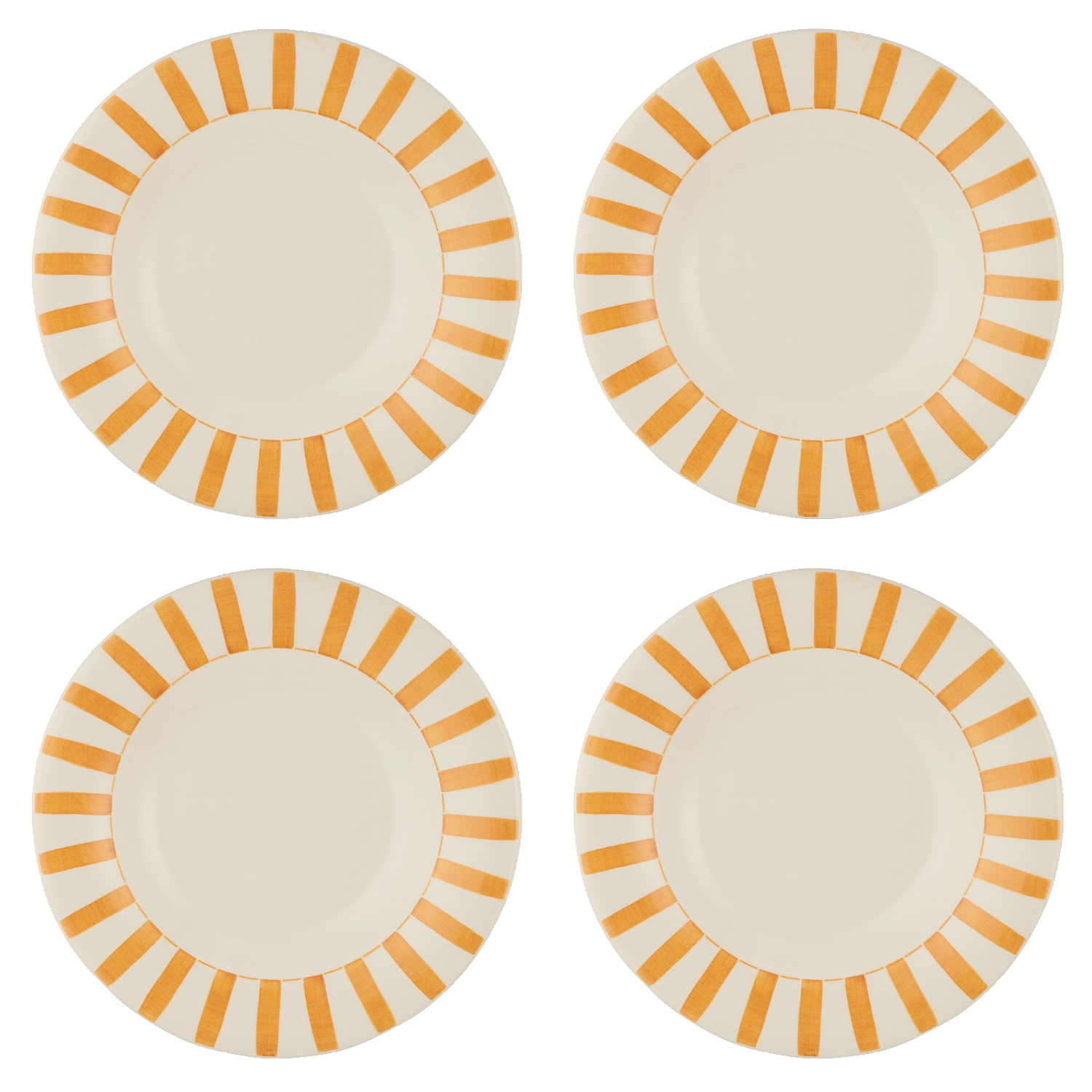 Yellow Stripes Pasta Plates (Set of 4)