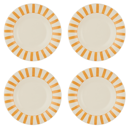 Yellow Stripes Pasta Plates (Set of 4)