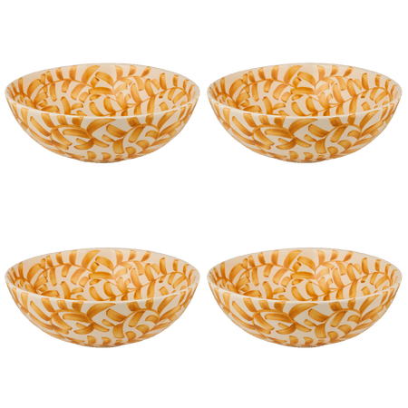 Large Yellow Scroll Bowls (Set of 4)