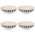 Large Navy Blue Stripes Bowls (Set of 4)