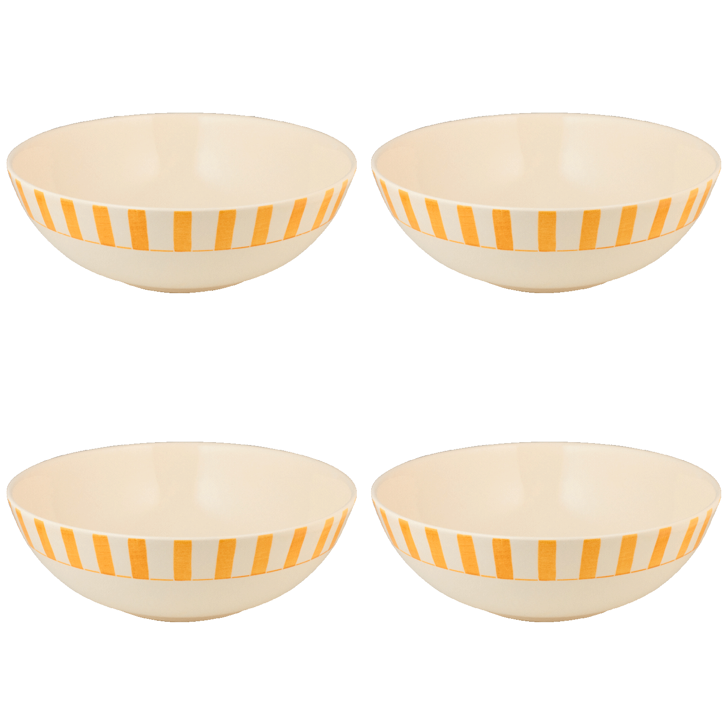 Large Yellow Stripes Bowls (Set of 4)