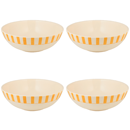 Large Yellow Stripes Bowls (Set of 4)