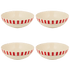 Large Red Stripes Bowls (Set of 4)