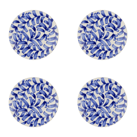 Navy Blue Scroll Side Plates (Set of 4)