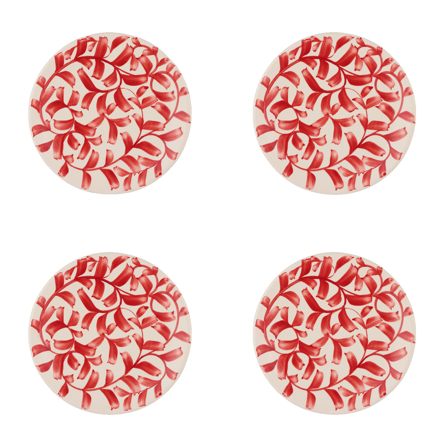 Red Scroll Side Plates (Set of 4)