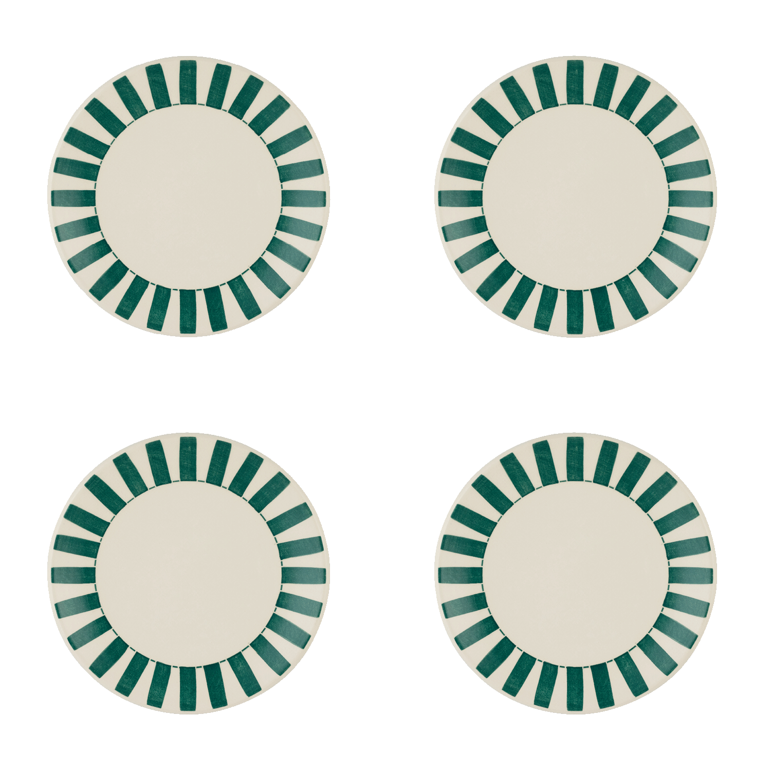 Green Stripes Side Plates (Set of 4)