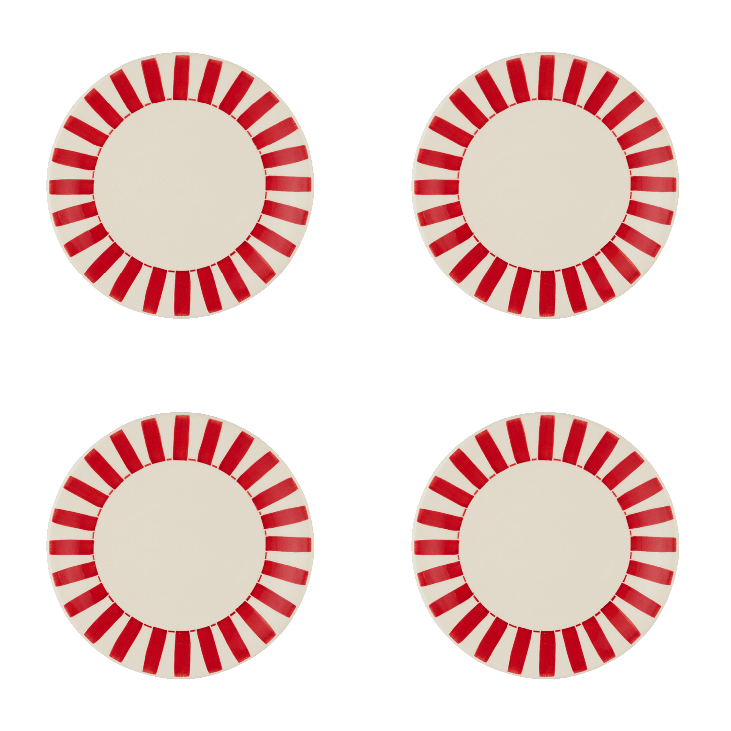 Red Stripes Side Plates (Set of 4)