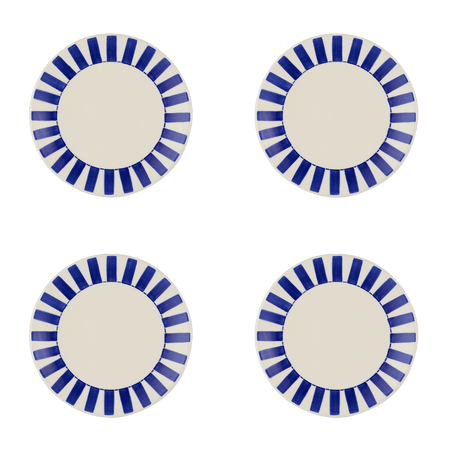 Navy Blue Stripes Side Plates (Set of 4)